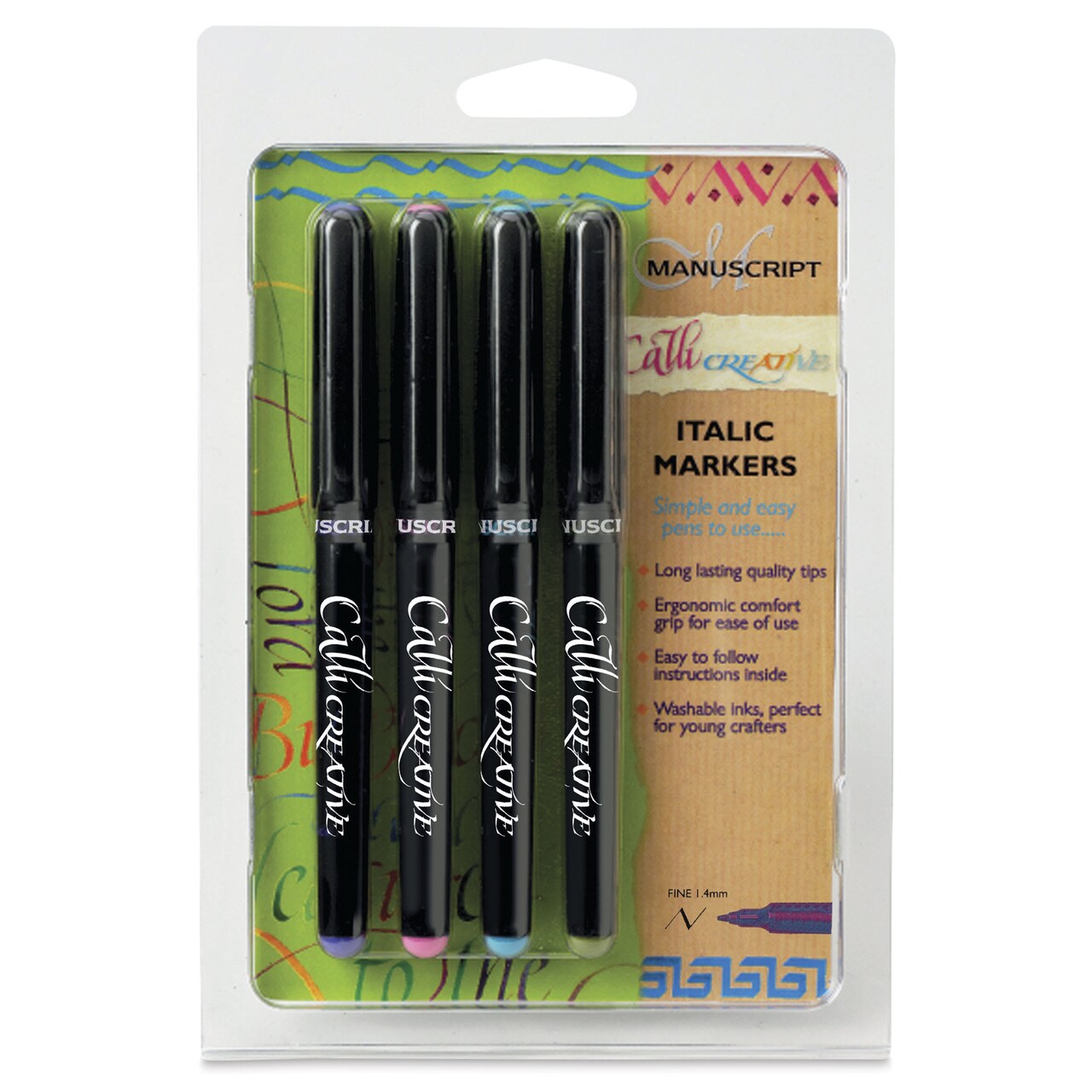 Manuscript CalliCreative Italic Markers - Assorted Colors, Set of 4, Fine Point